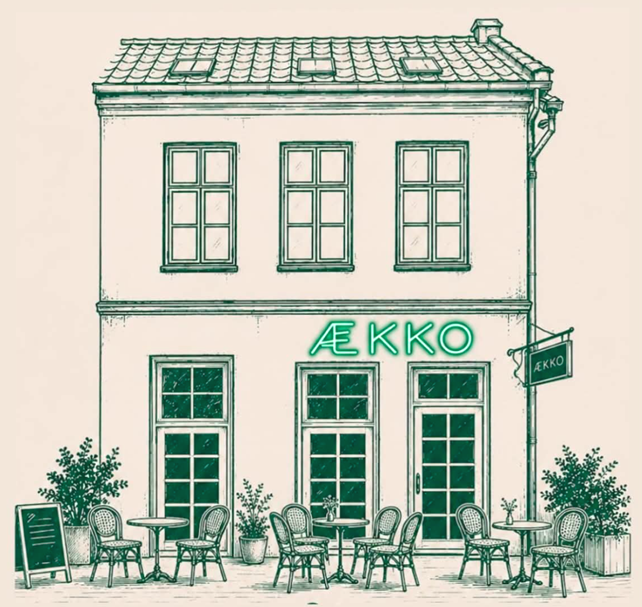 Illustration af Bar Ækko's facade